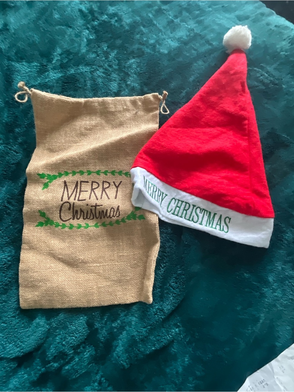 Merry Christmas  Gift Sack & Santa Hat Set
